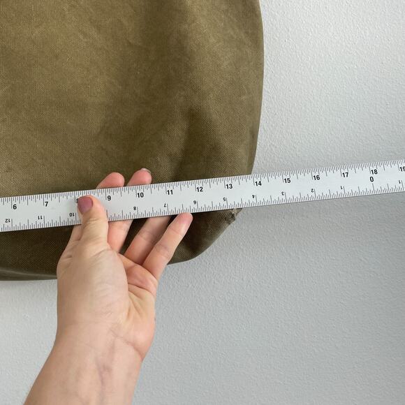 Madewell The Canvas Transport Tote Olive Green Brown Leather Utility School - Picture 7 of 9